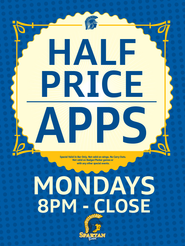 Half Price Appetizers Mondays 8pm - Close
