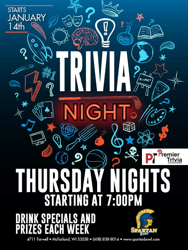Trivia Nights Thursdays starting at 7pm