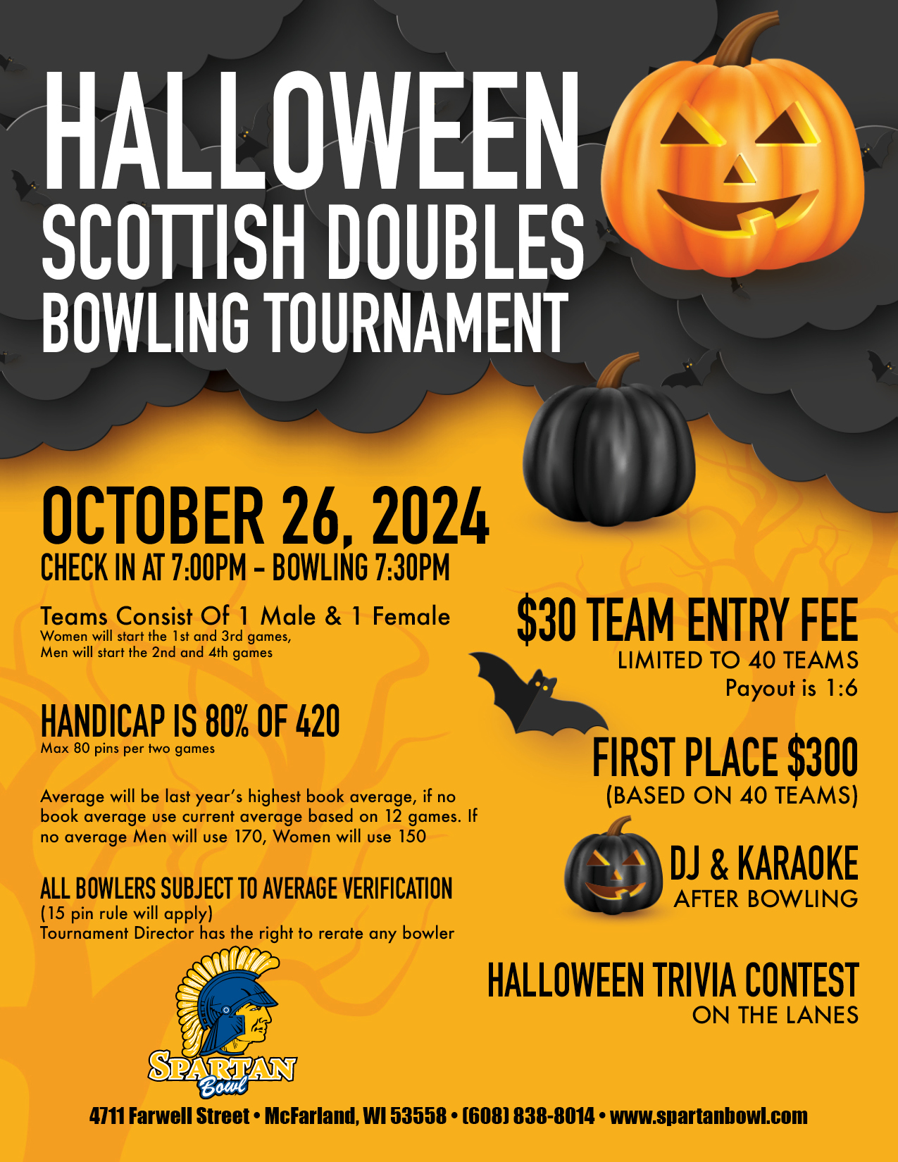 Halloween Scottish Doubles Bowling Tournament