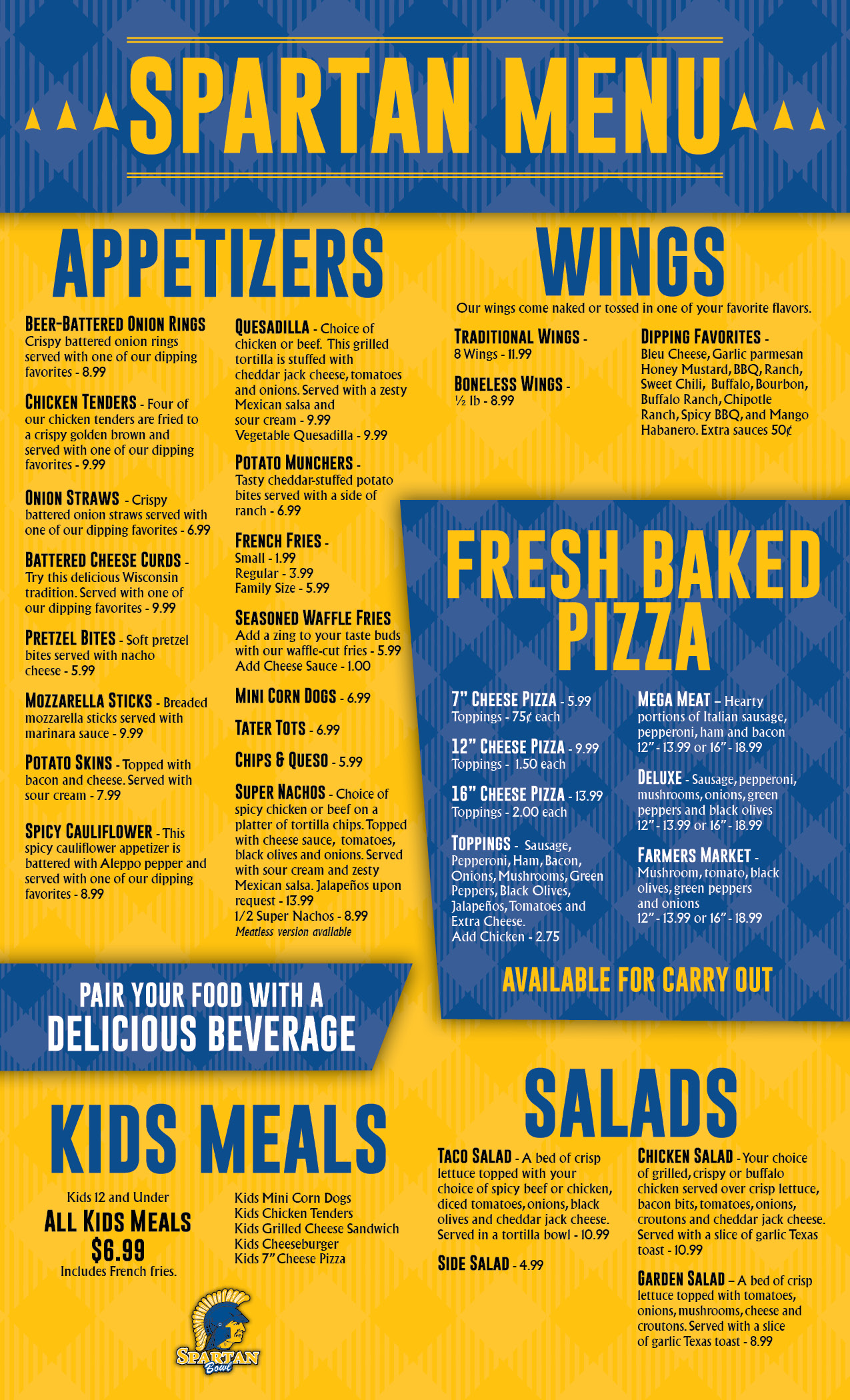 Spartan Bowl Menu